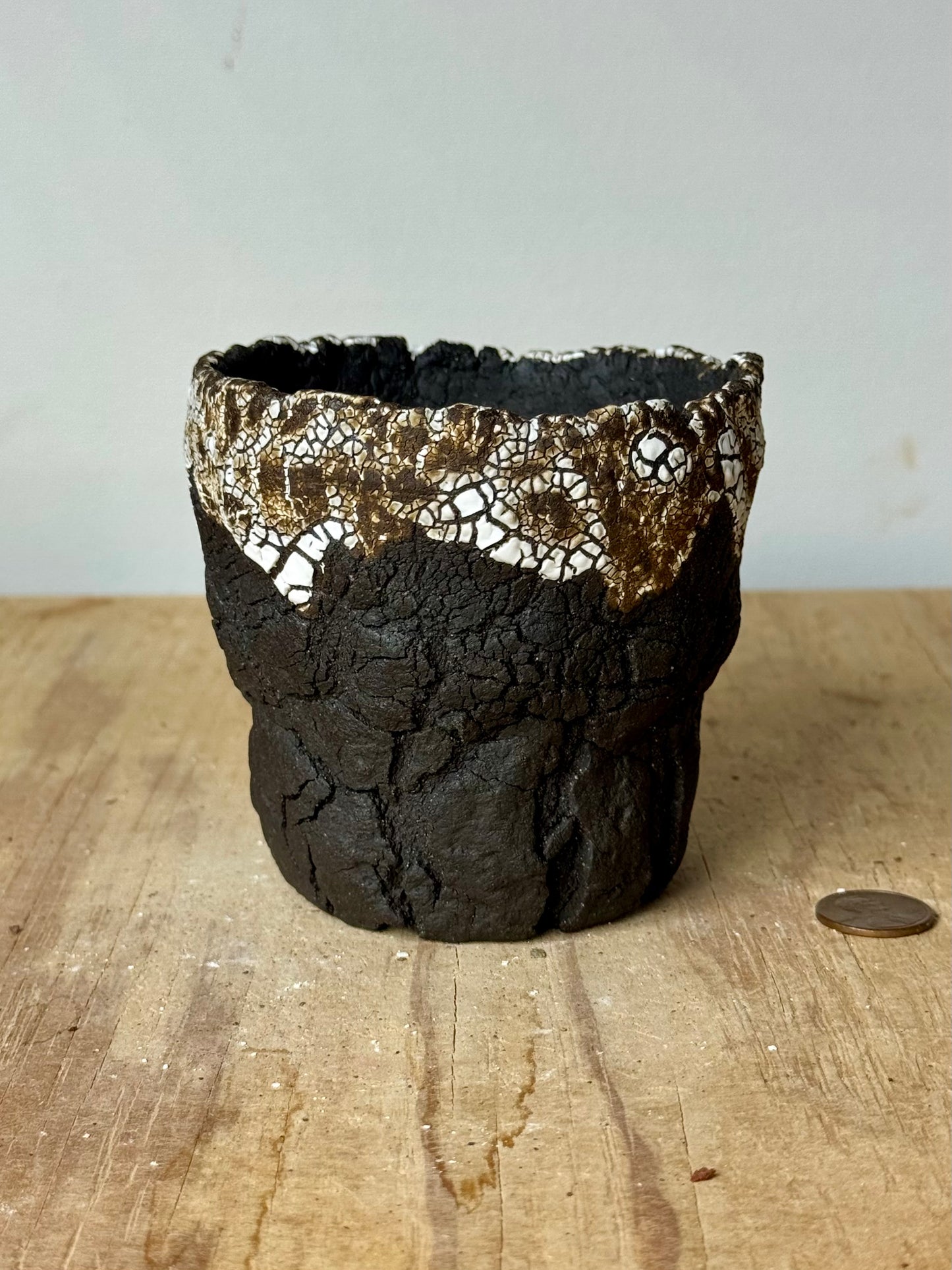 Lava Rock, crackle rim - 3.75 x 3.5 x 3.25”