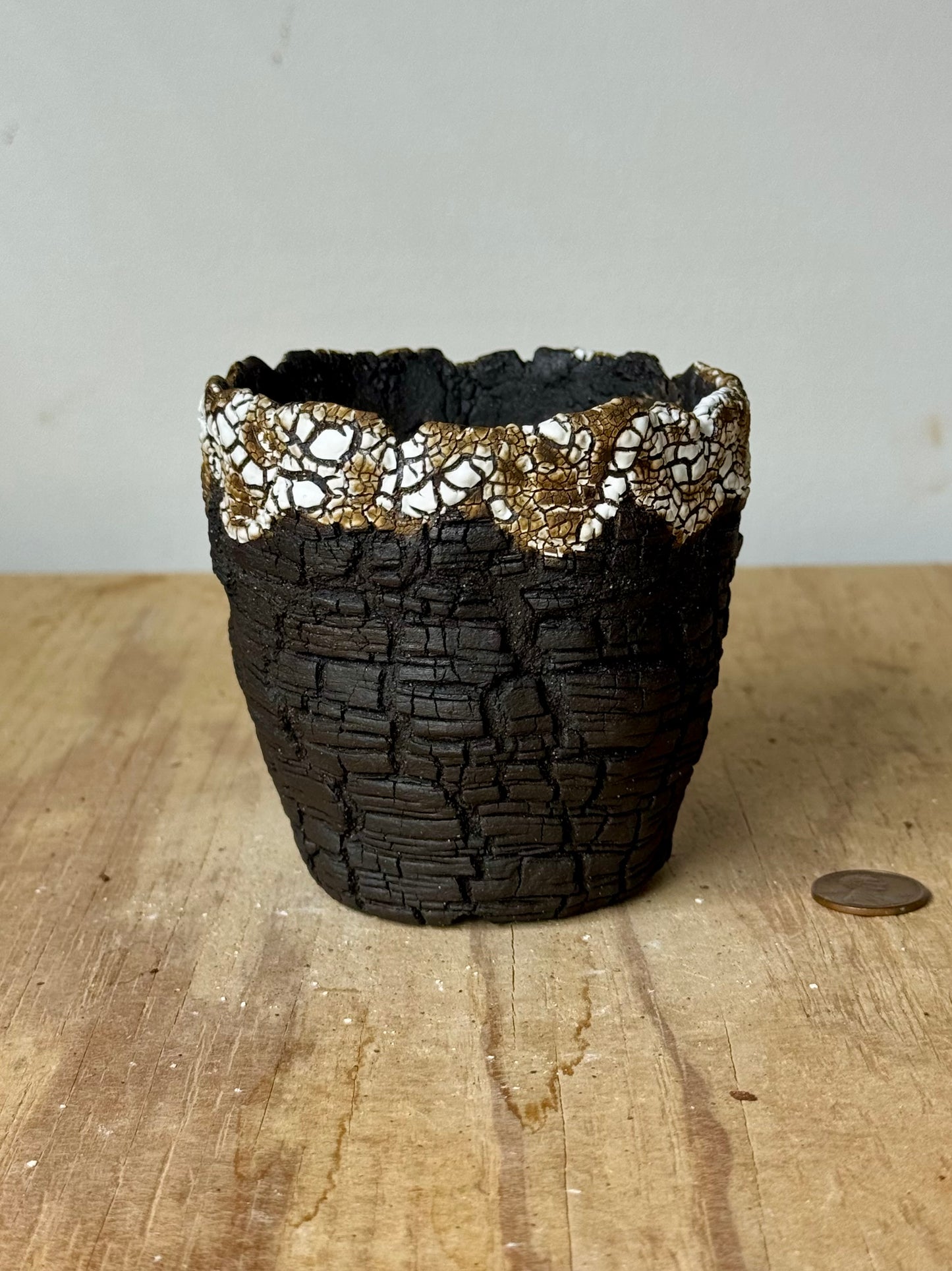 Lava Bricks, crackle rim - 3.5 x 3.25”