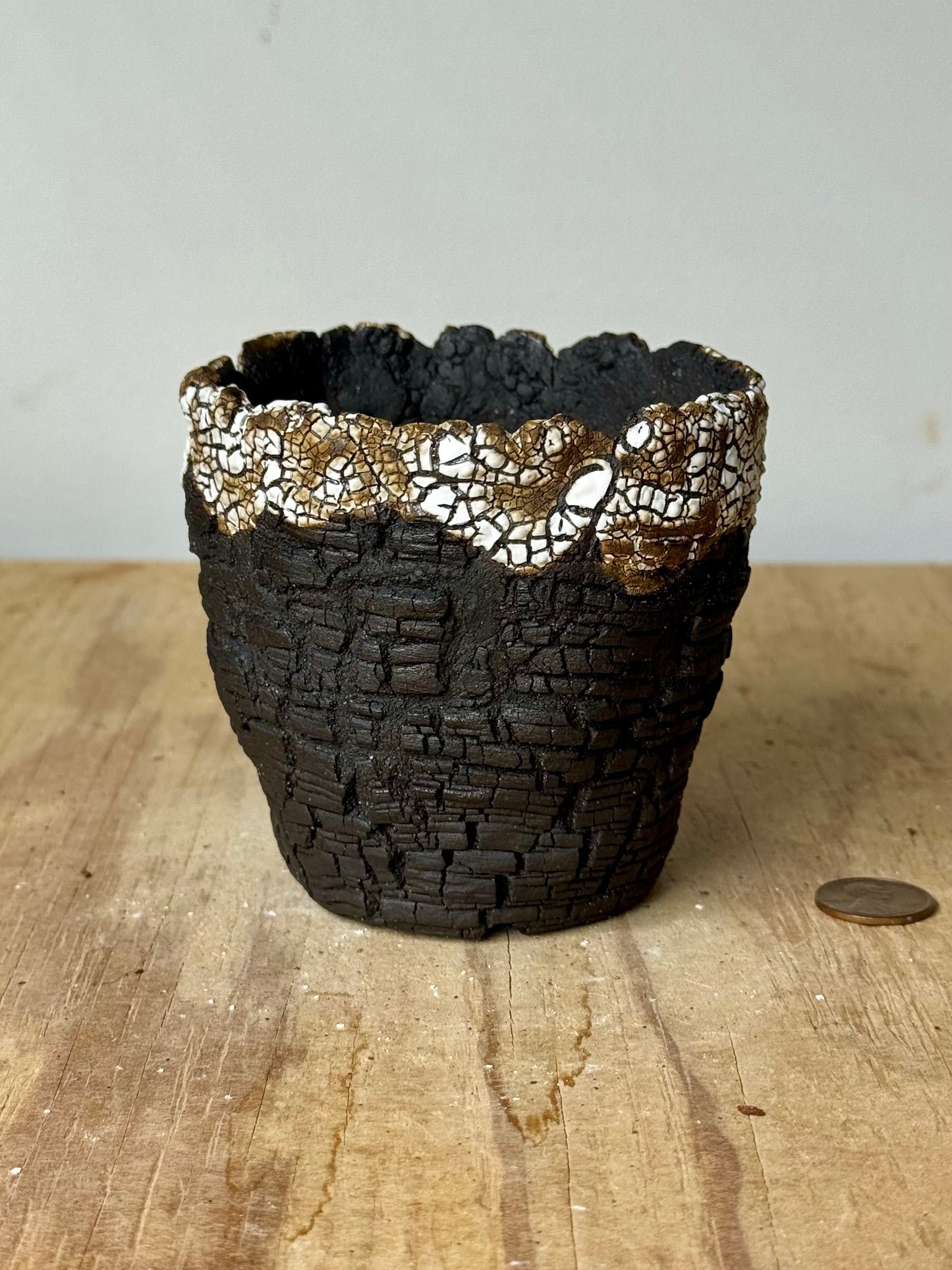 Lava Bricks, crackle rim - 3.5 x 3.25”