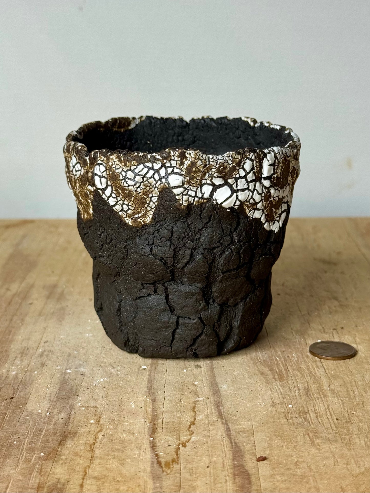 Lava Rock, crackle rim - 3.75 x 3.5 x 3.25”