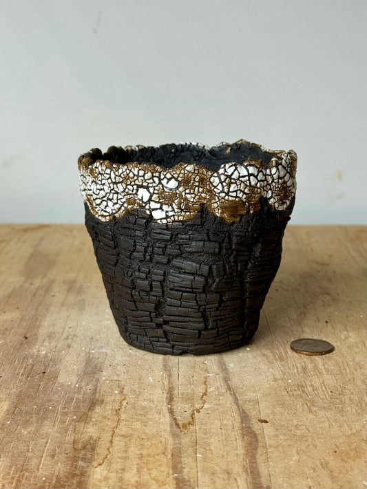 Lava Bricks, crackle rim - 3.5 x 3.25”